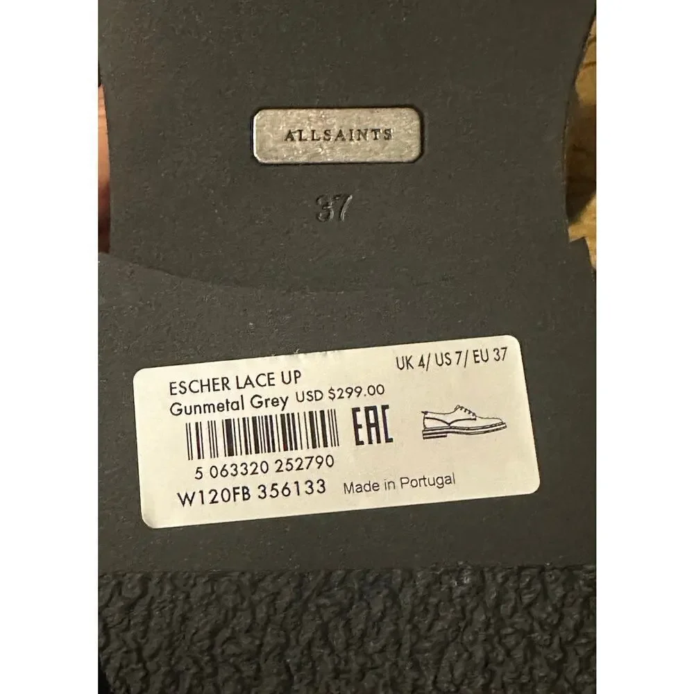 AllSaints ESCHER DERBY LOAFER - Lace-ups - gunmetal grey US 7/ EU 37